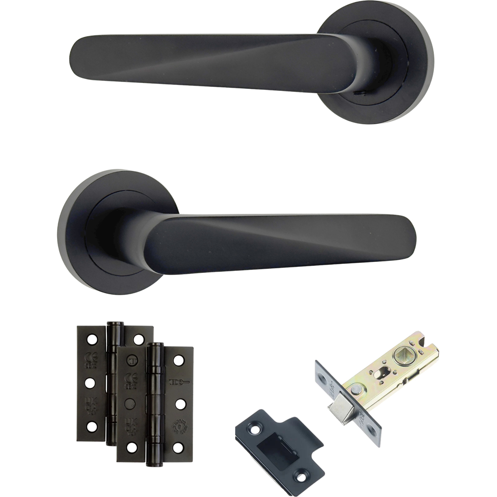 AXS Hardware Detroit Black Latch Door Handles on Rose Image 1