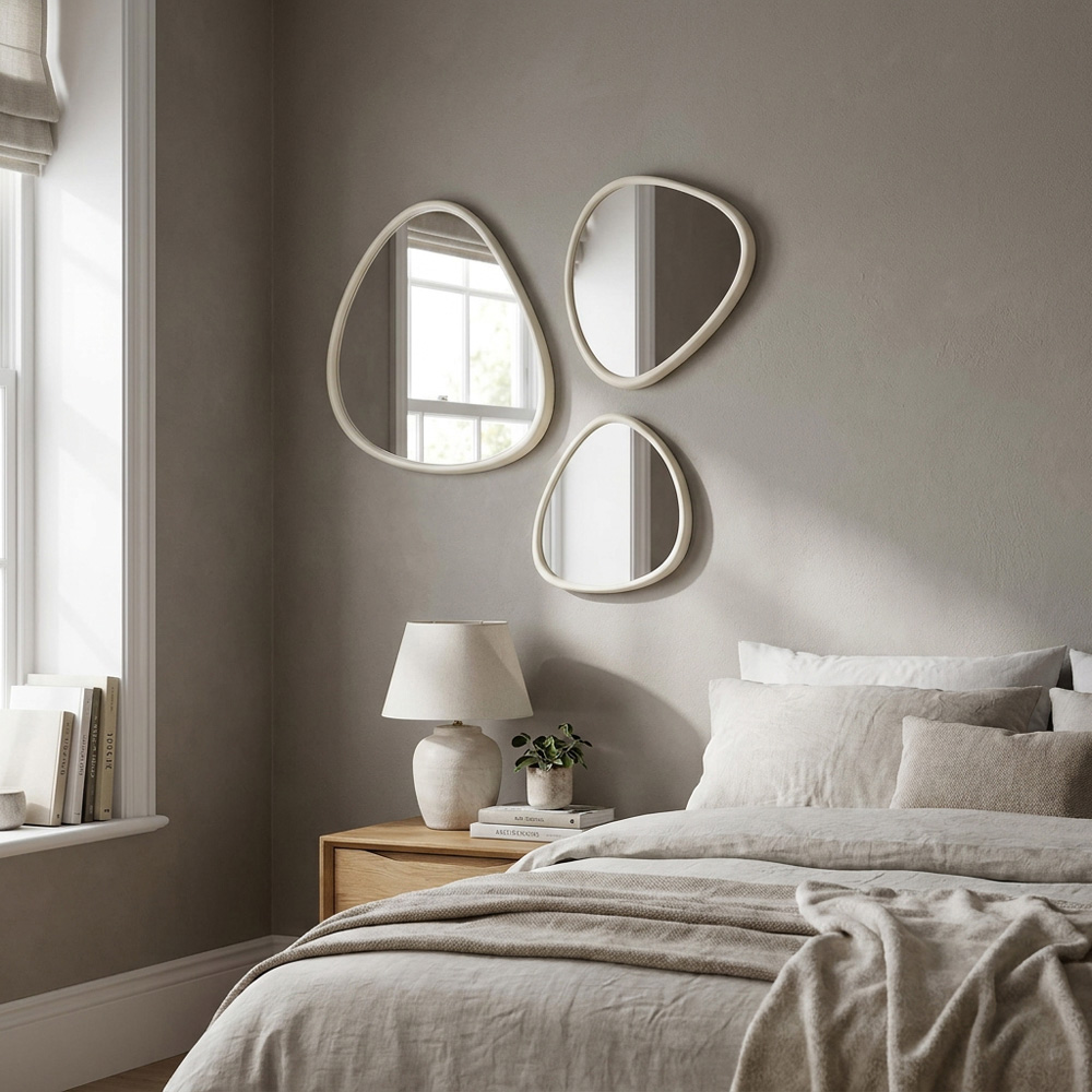 Set of 3 Stone Organic Shape Mirrors Image 3