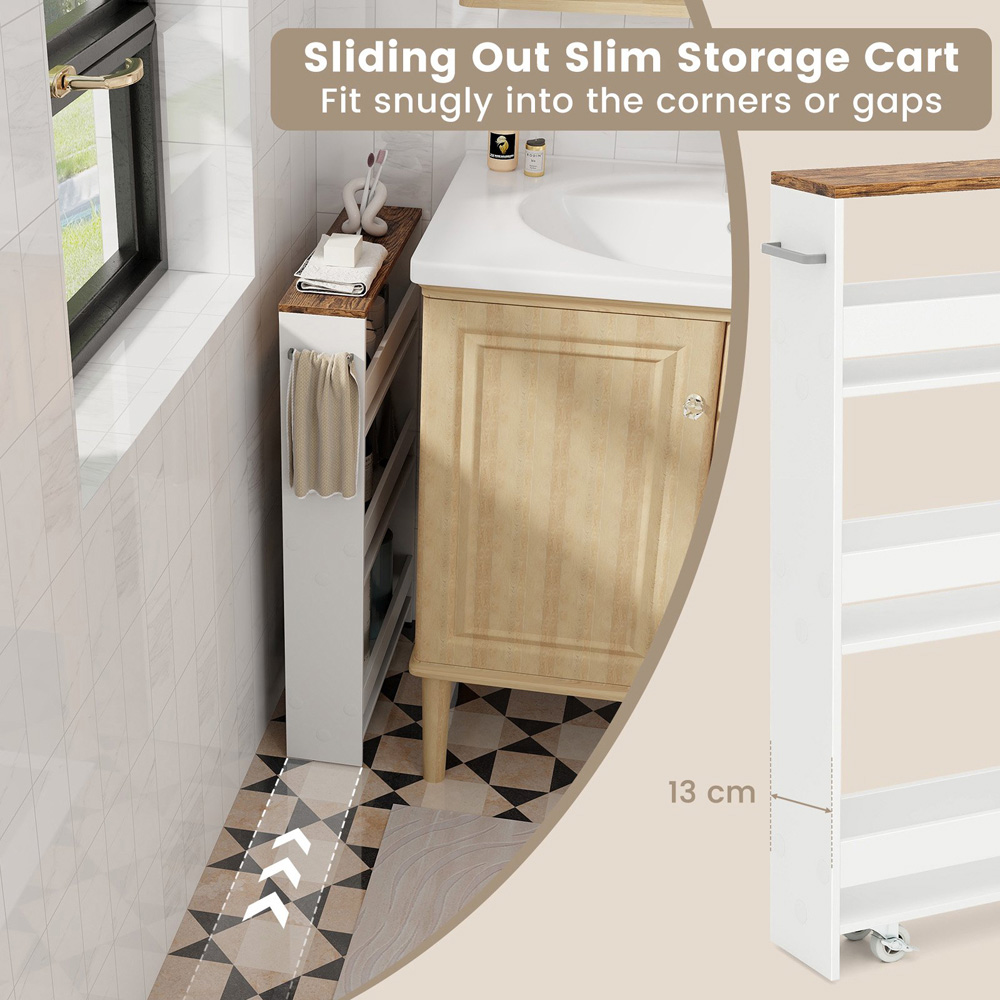 Costway 4 Shelf Coffee Slim Storage Cart with Wheels Image 8