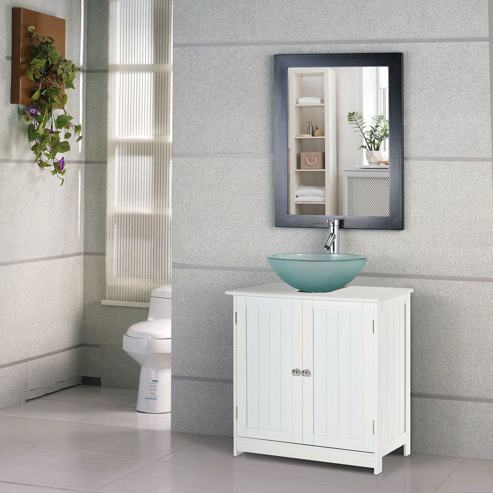 HOMCOM Kleankin Under Sink Base Cabinet White Image 5