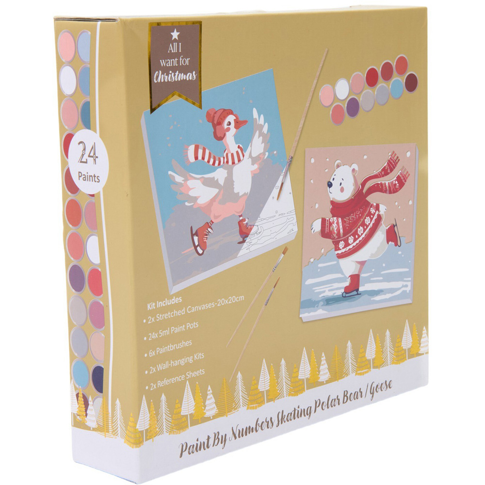 Skating Goose and Polar Bear Paint By Numbers Kit Image 3
