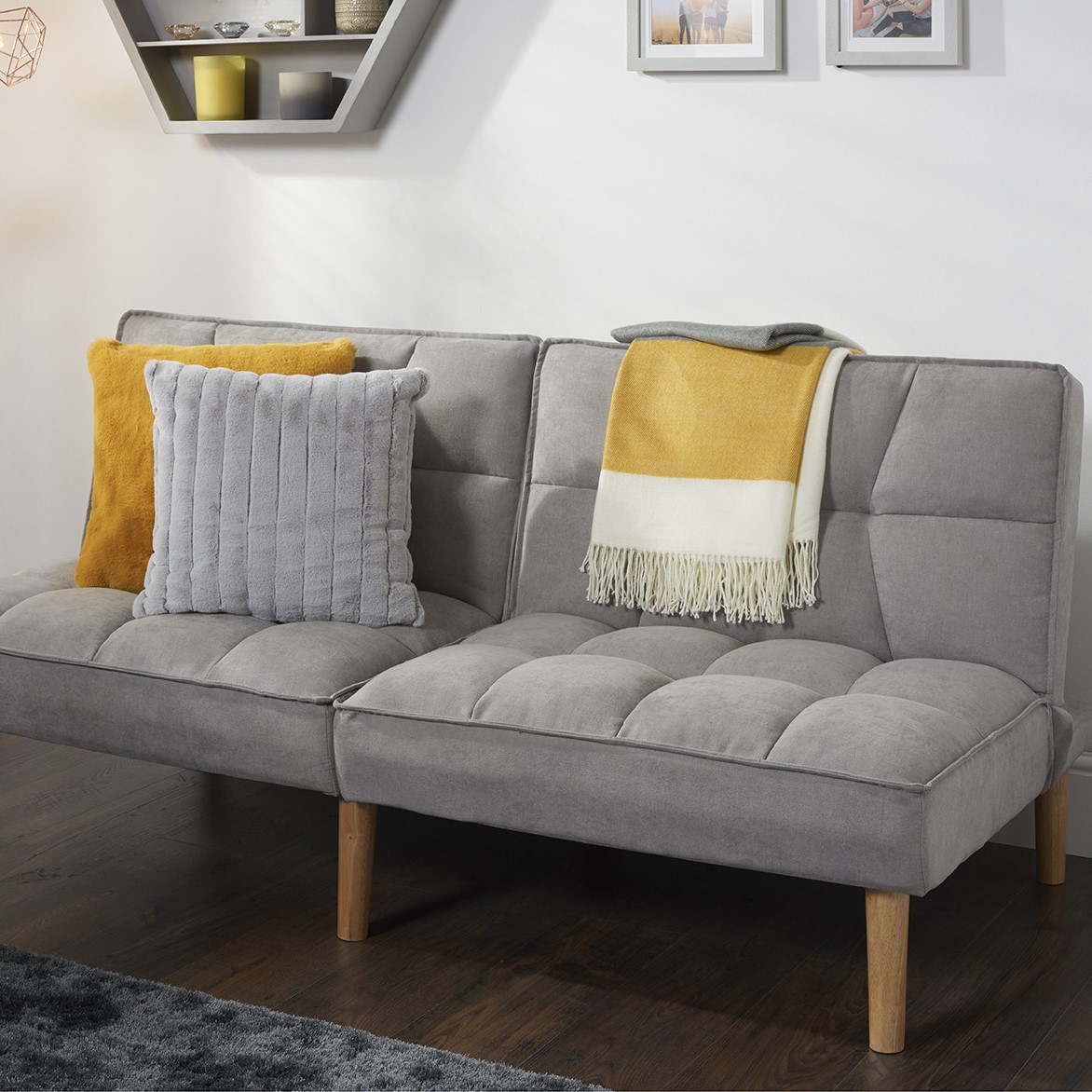 Neve Double Sleeper Grey Linen Sofa Bed Image 1