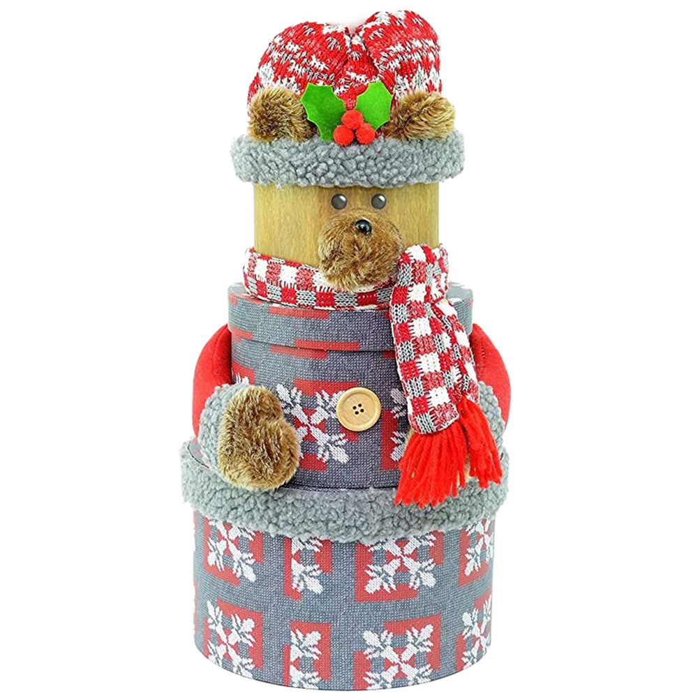 Shatchi 3 Piece Reindeer Round Christmas Gift Box Set Image 1