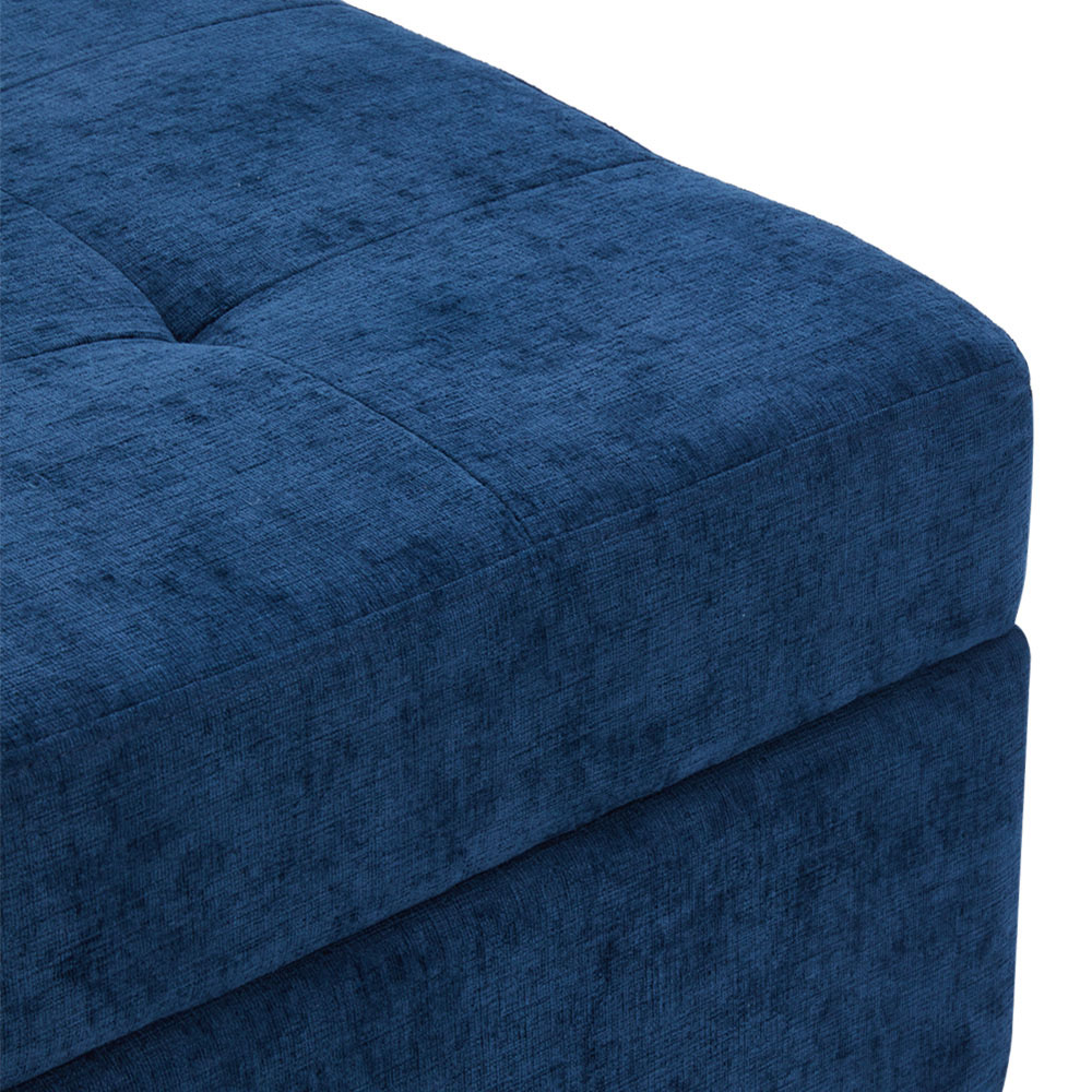 Living and Home Blue Chenille Ottoman Stool Image 3