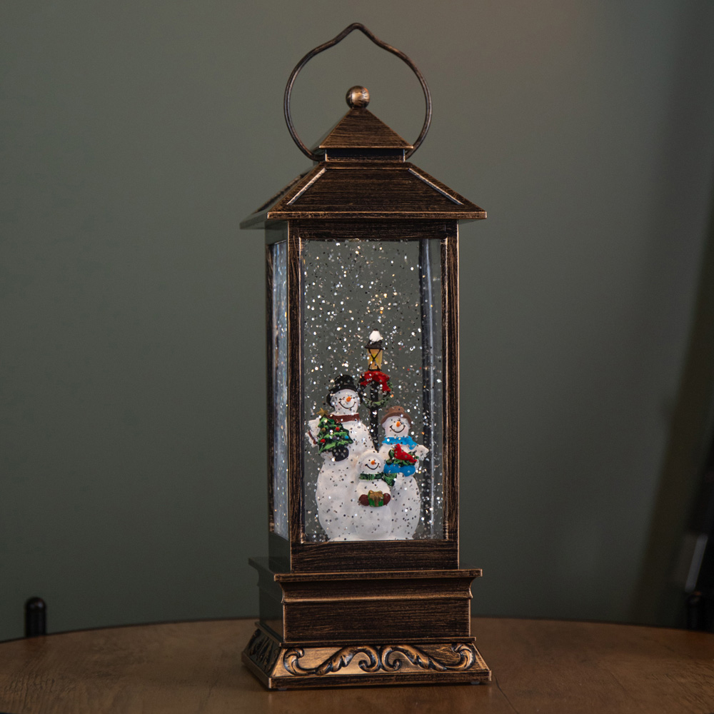 Samuel Alexander Bronze Snowman Scene Lantern Water Spinner Christmas Decoration 27cm Image 7