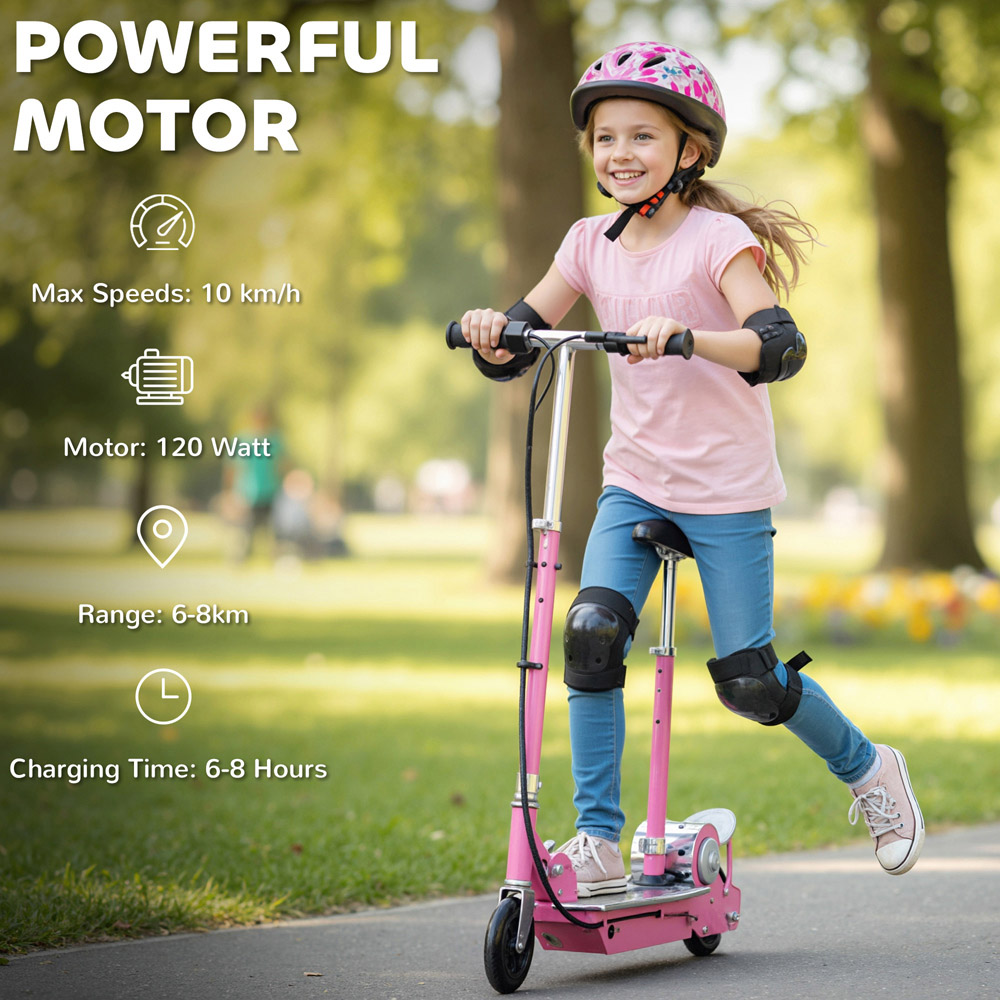 Tommy Toys Pink Adjustable Seat and Brake Foldable Powered Kick Scooter Image 4
