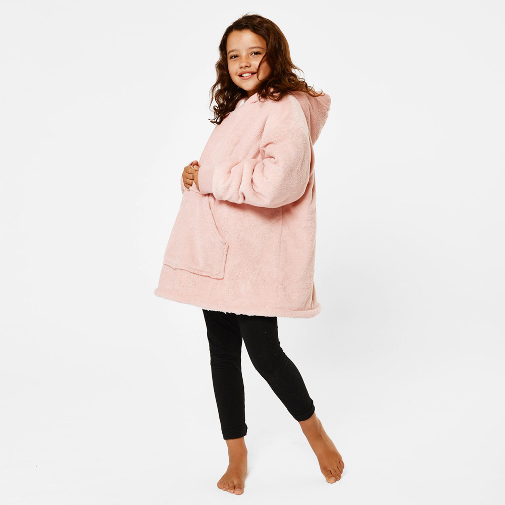 Sienna Blush Soft Sherpa Oversized Wearable Hoodie Blanket Image 2