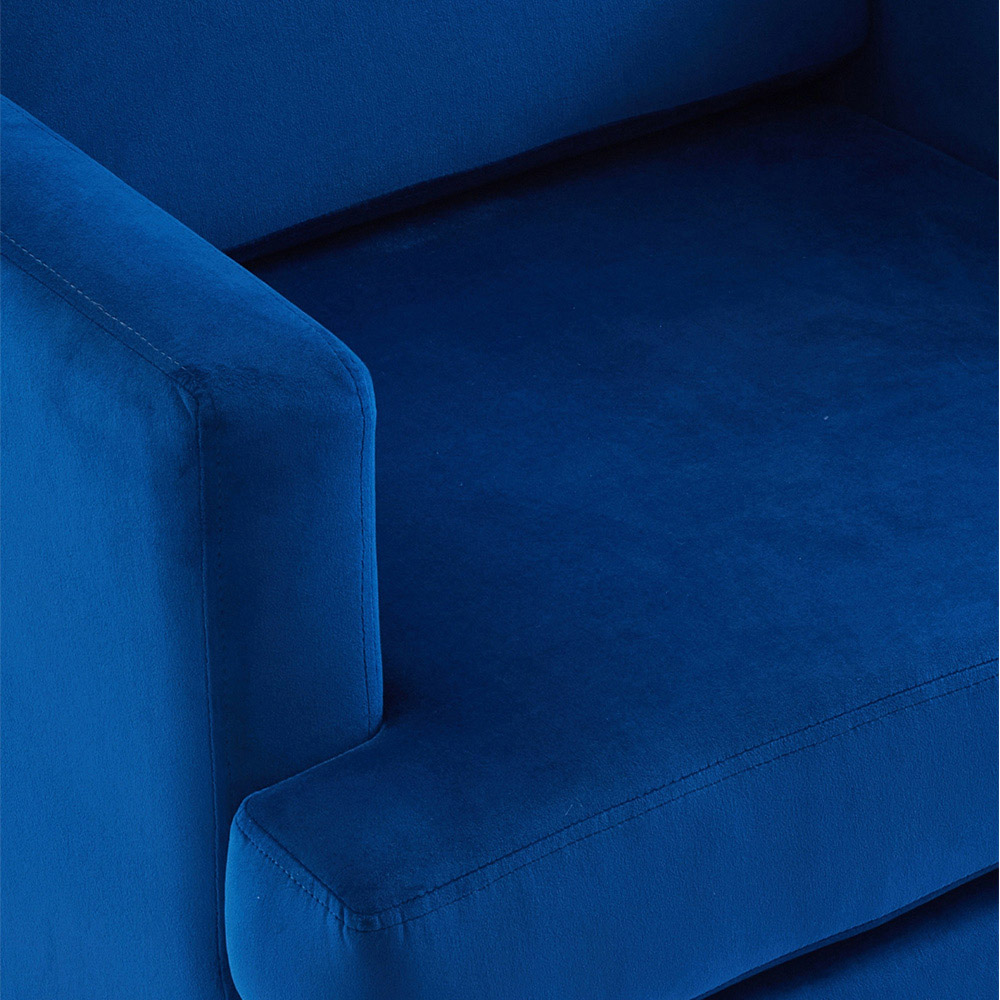 Living and Home Blue Linen Mid-Century Armchair Image 6