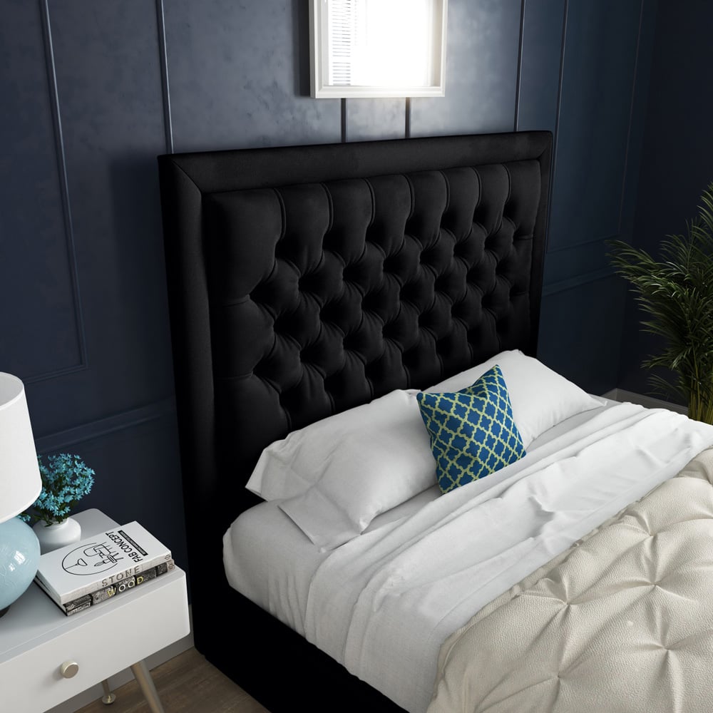 DS Living Kingston Super King Size Black Soft Velvet Bed Frame Image 2