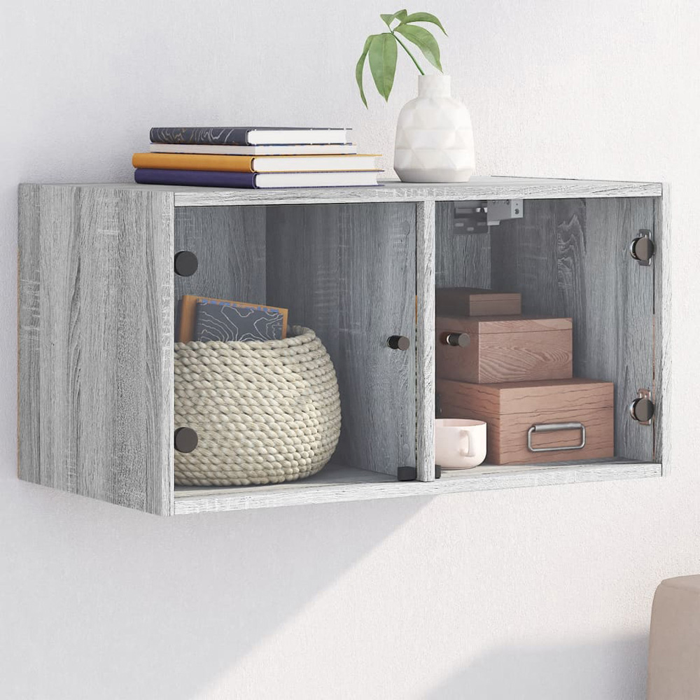 vidaXL 2 Door Grey Sonoma Wall Cabinet Image 1