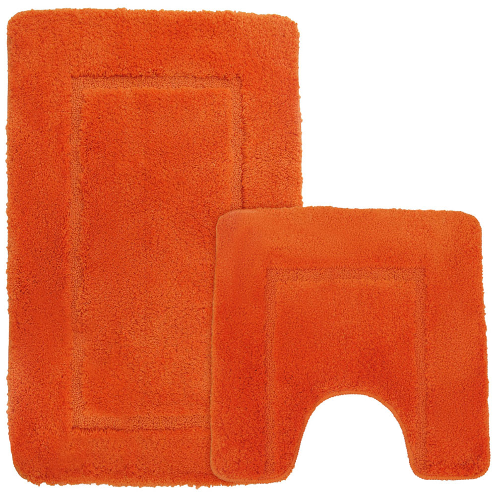 Mayfair Orange Micro Fibre Bath Mat Set Image 1
