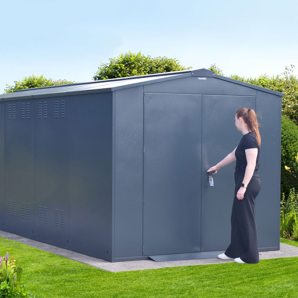 Asgard Gladiator 7 x 18ft Double Door Cream High Security Apex Bike Shed Image 9