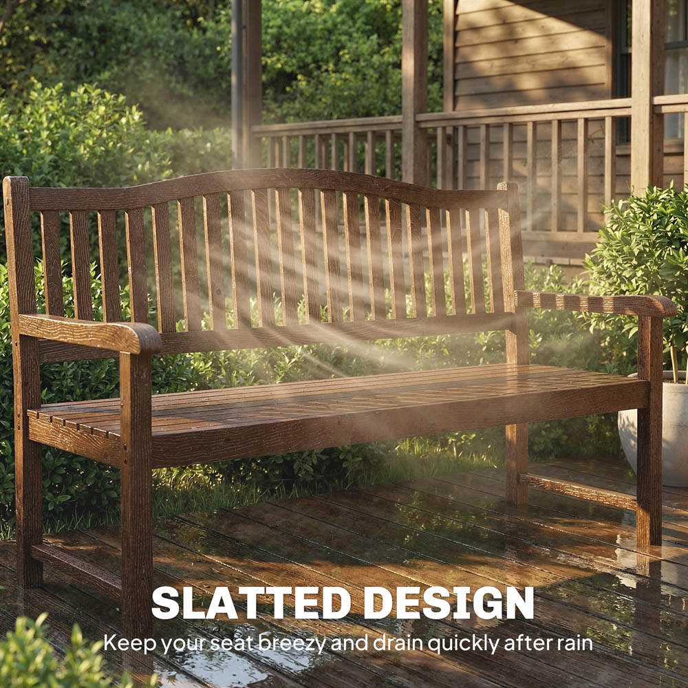 Outsunny 2 Seater Light Brown Wood Garden Loveseat Bench with Liftable Table and Cover Image 8