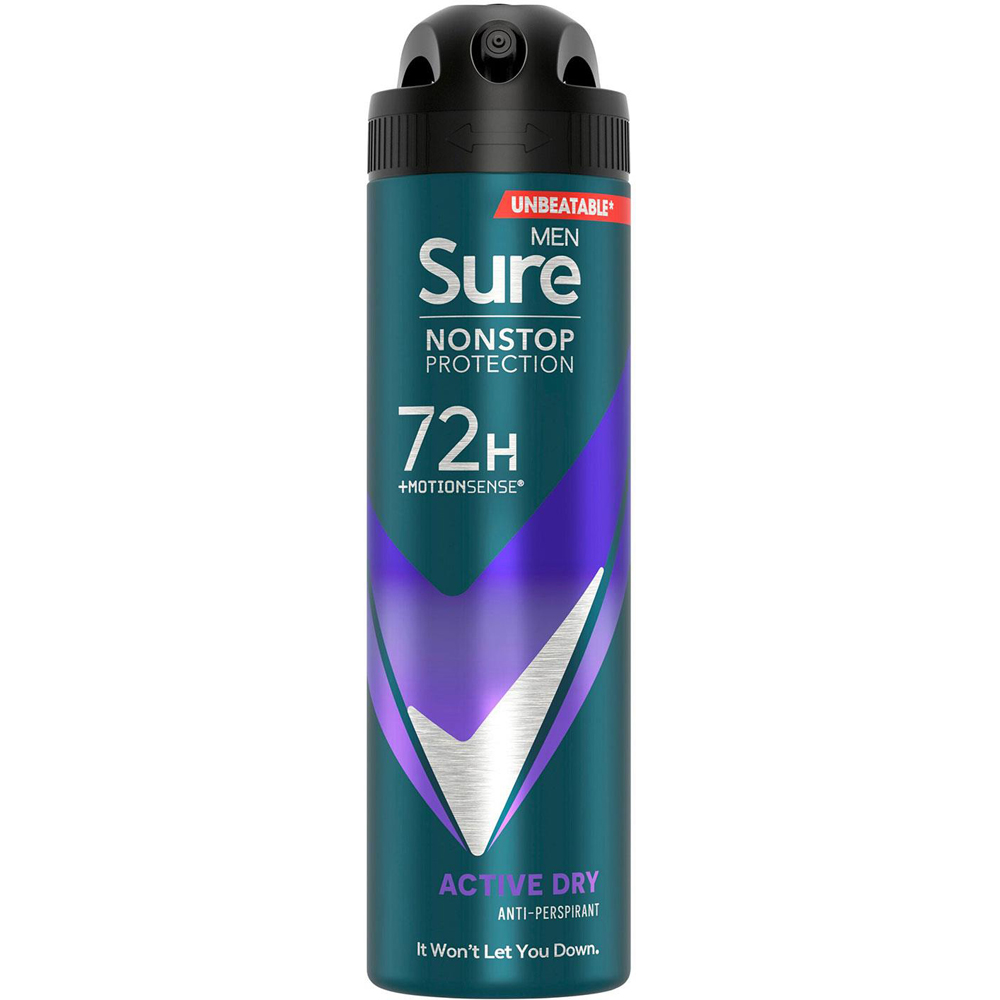 Sure Men Active Dry 72H Nonstop Protection Anti-Perspirant Deodorant 150ml 30 Pack Image 2