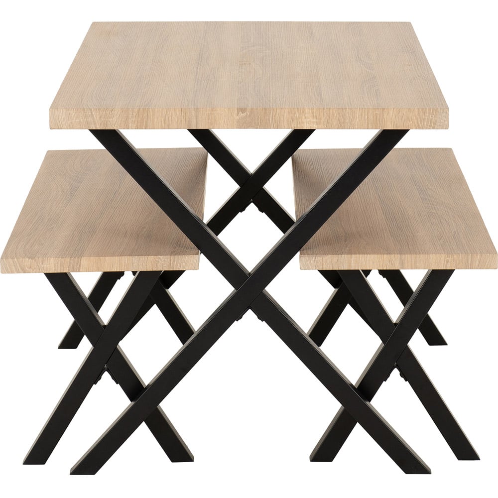 Seconique Buxton 4 Seater Dining Bench Set Light Oak Effect and Black Image 4