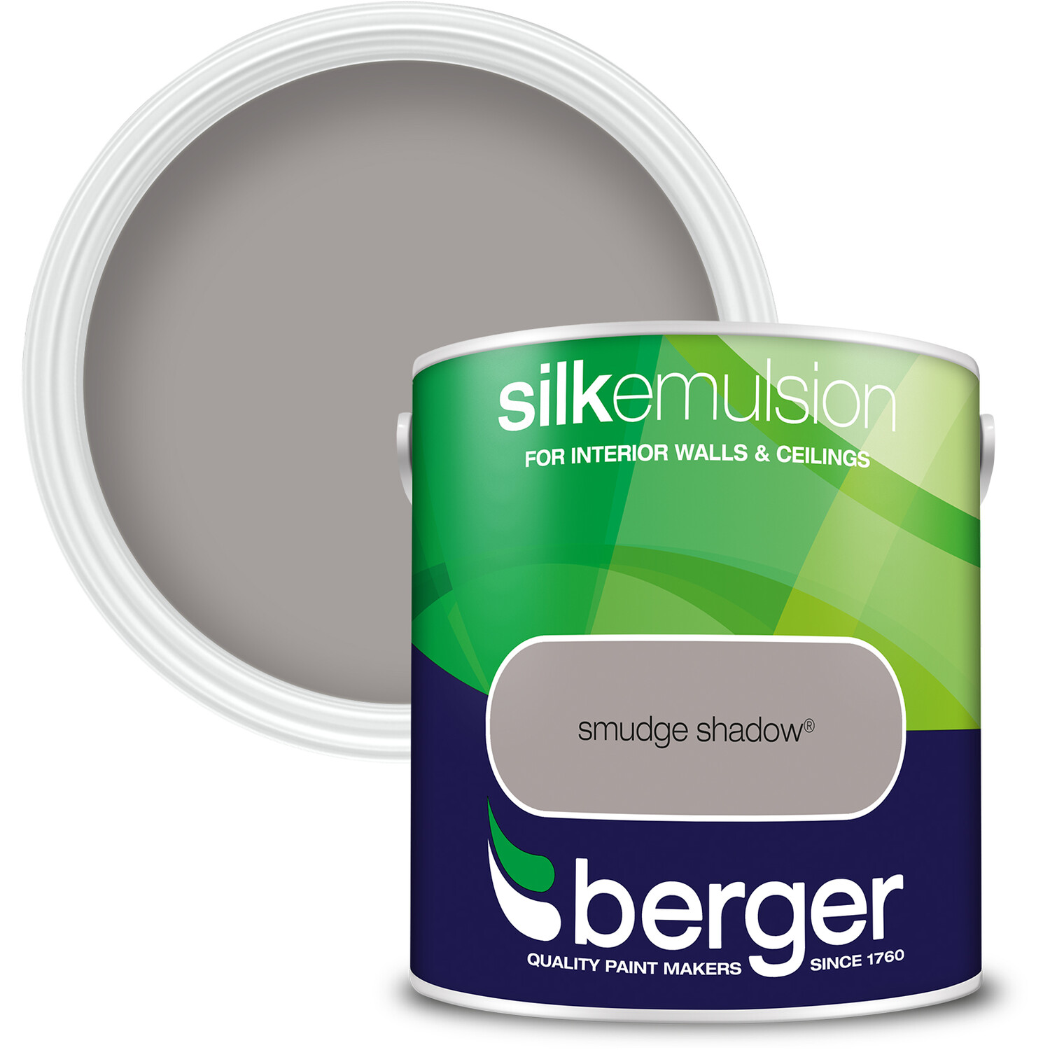 Berger Walls & Ceilings Smudge Shadow Silk Emulsion Paint 2.5L Image 1