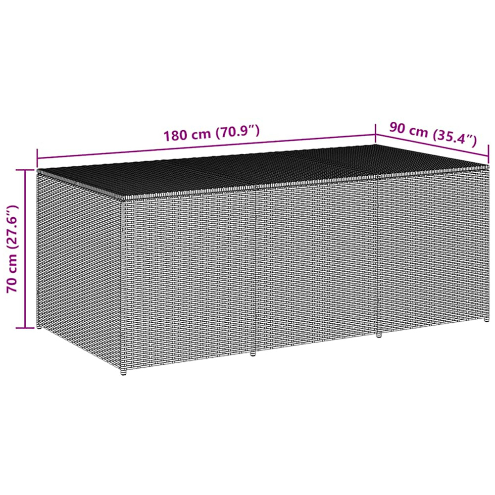 vidaXL 70 x 180 x 90cm Black Poly Rattan Garden Storage Box Image 5