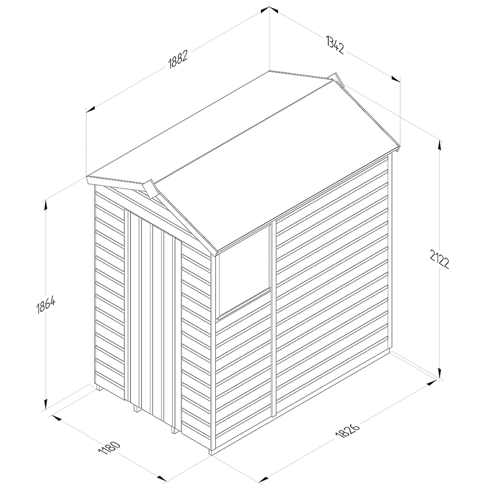 Forest Garden Beckwood 4 x 6ft Single Door Single Window Shiplap Apex Shed Image 9