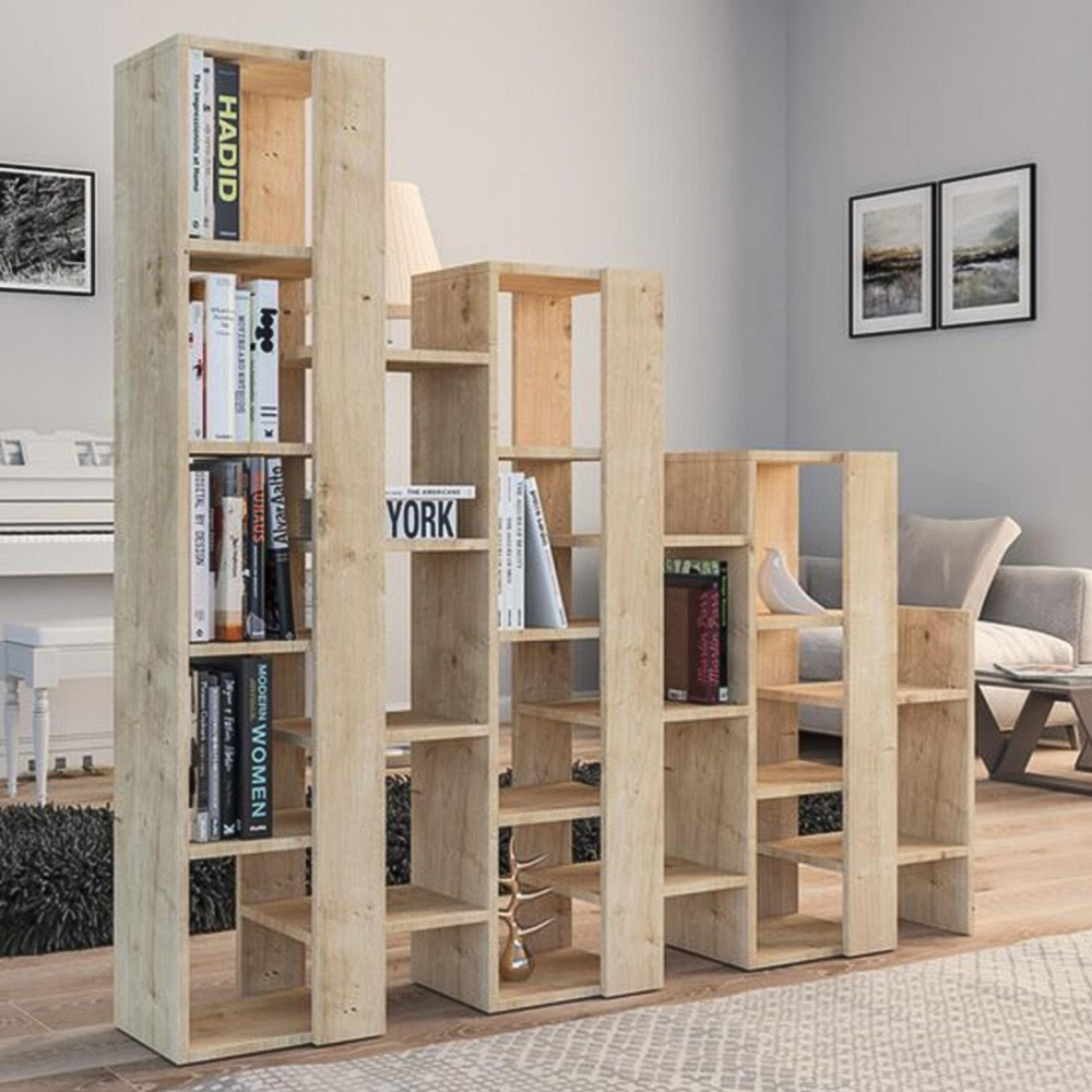 Decortie Lift 18 Shelf Sapphire Oak Room Divider and Bookcase Image 1