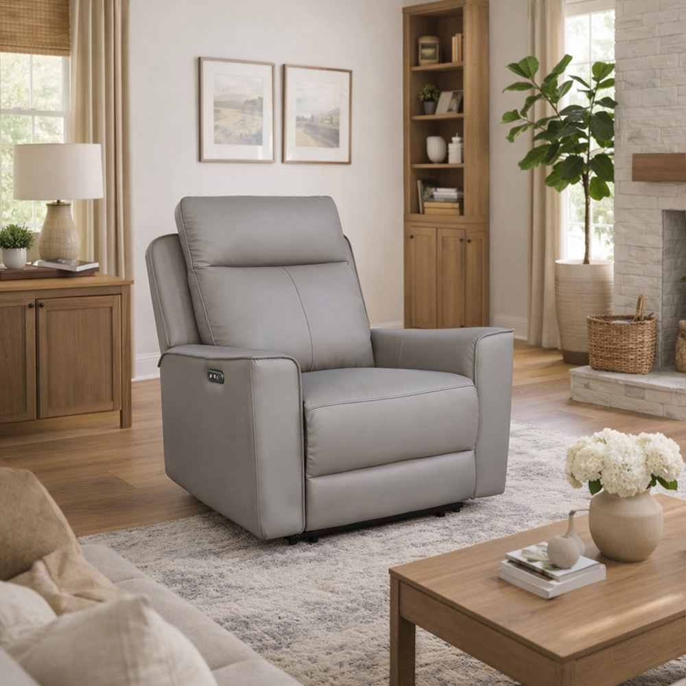 Aspire Elmhurst Elephant Leather Power Recliner Armchair with USB and USB-C Charging Image 8