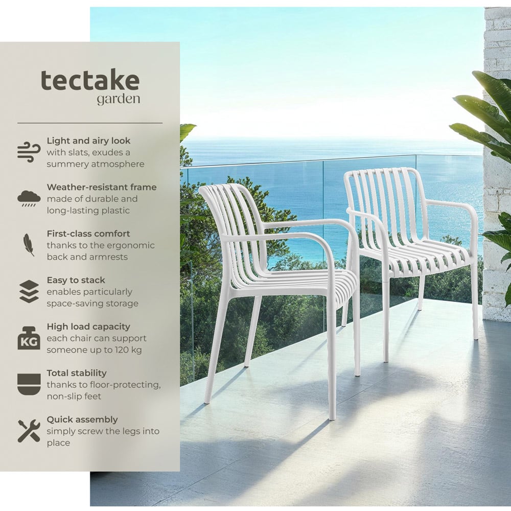 tectake Alcudia Set of 6 White Garden Chair Image 3