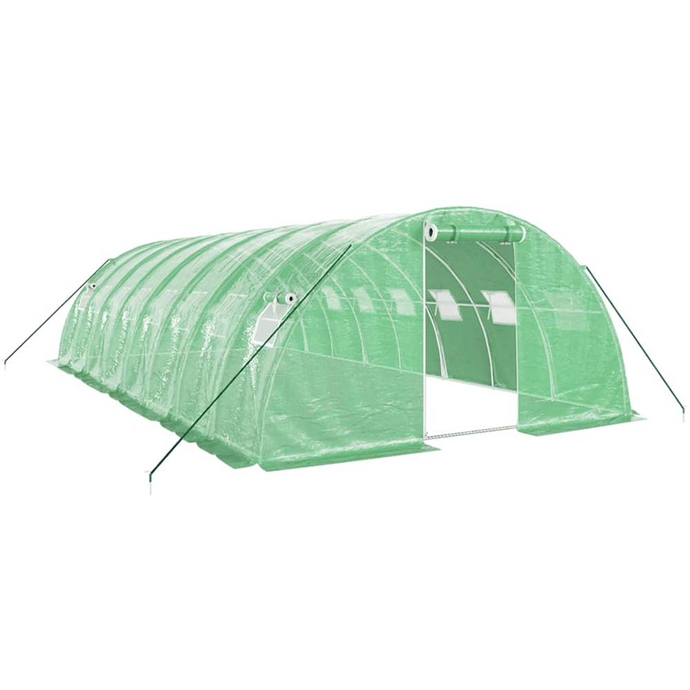 vidaXL Green Polyethylene Galvanised Steel Frame 26.2 x 13.1ft Greenhouse Image 1
