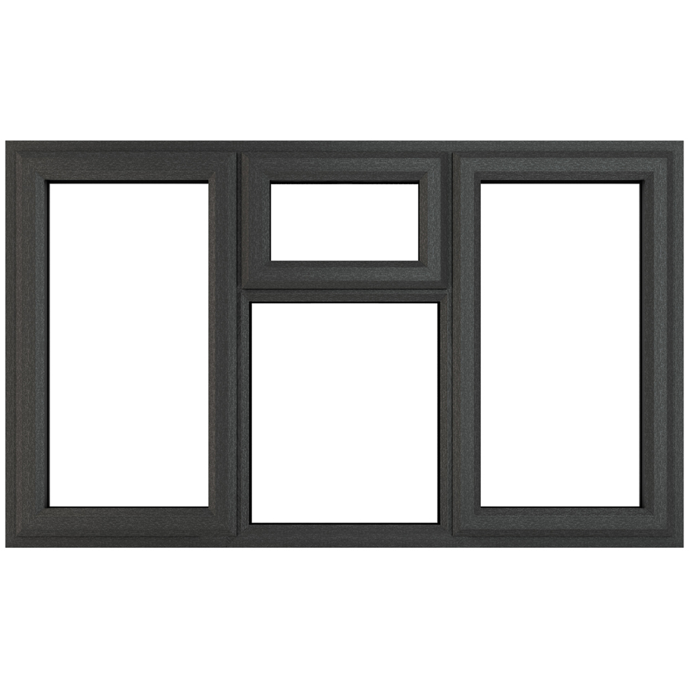 Crystal uPVC Triple Glazed Window LH & RH Side Hung & Top Centre Grey White Clear Glass 1770x965mm Image 1