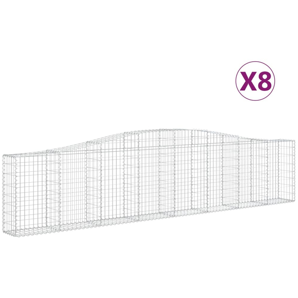 vidaXL Silver Galvanised Iron Arched Gabion Basket 400 x 30 x 80/100cm 8 Pack Image 4