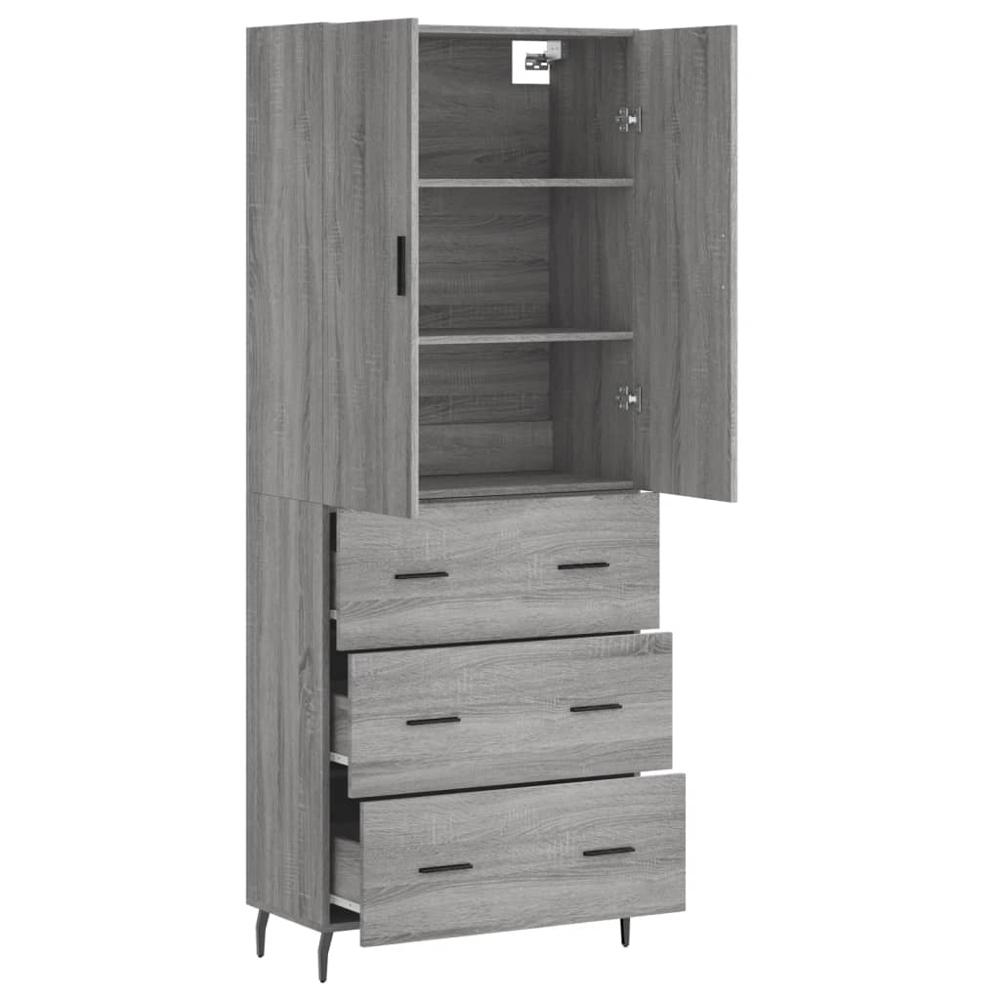 vidaXL 2 Door 3 Drawer Grey Sonoma Highboard Image 4