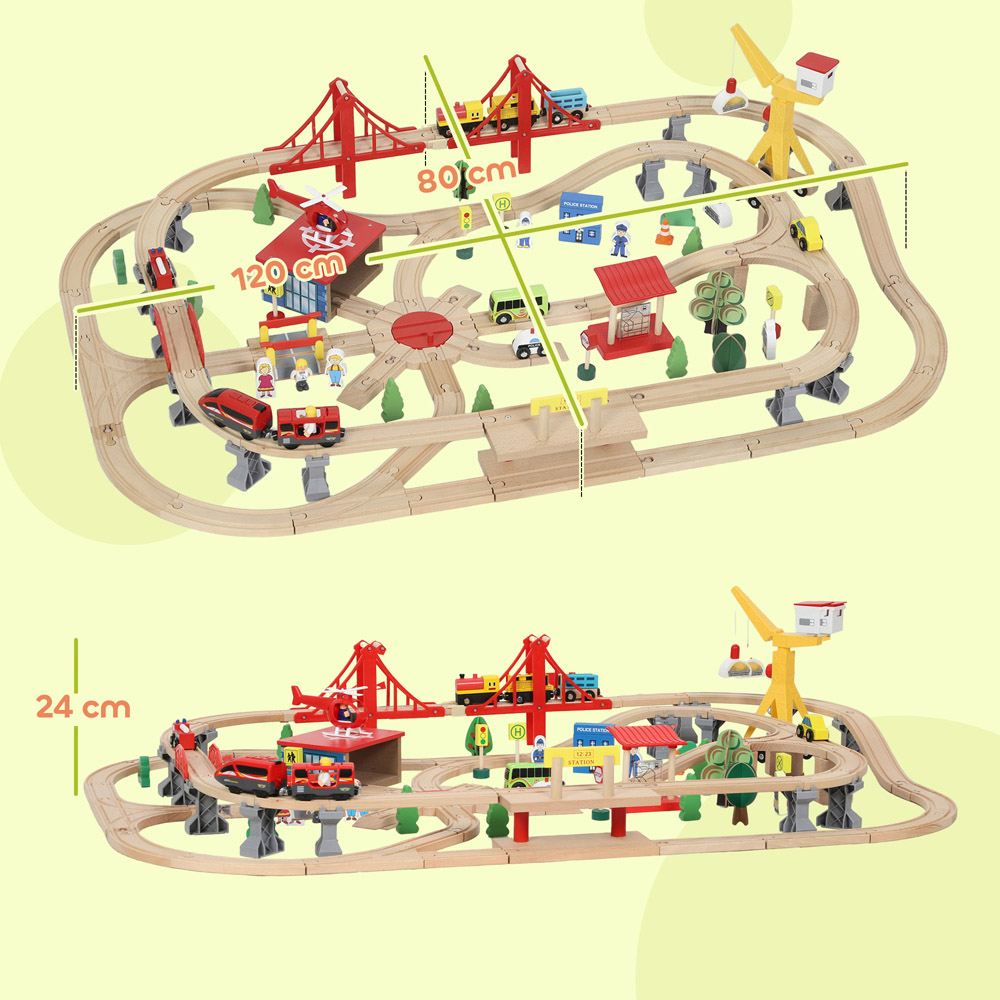 Tommy Toys AIYAPLAY 133 Piece Wooden Toy Train Set with Crane Image 9