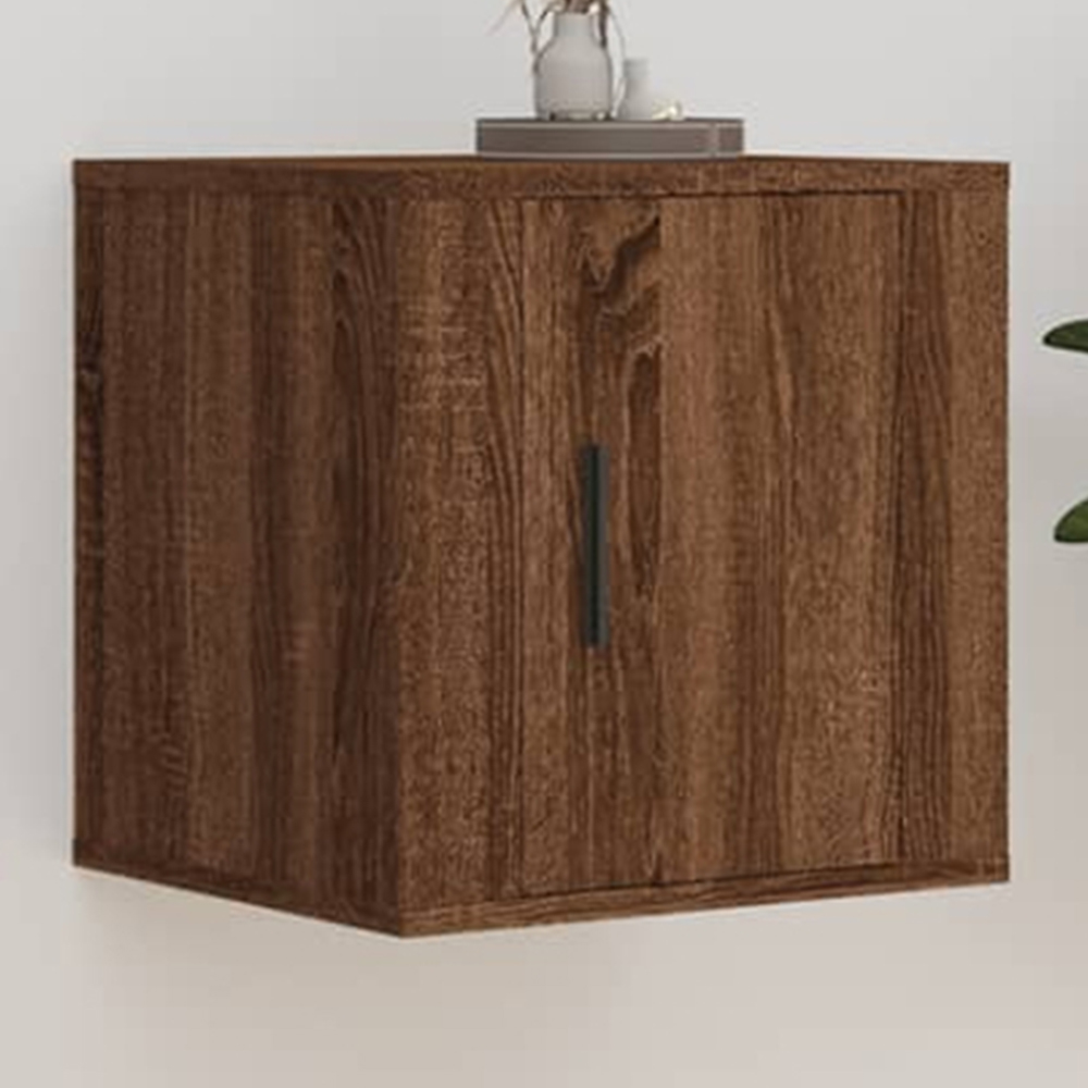vidaXL Single Door Brown Oak Wall Mounted TV Cabinet Set of 2 Image 1