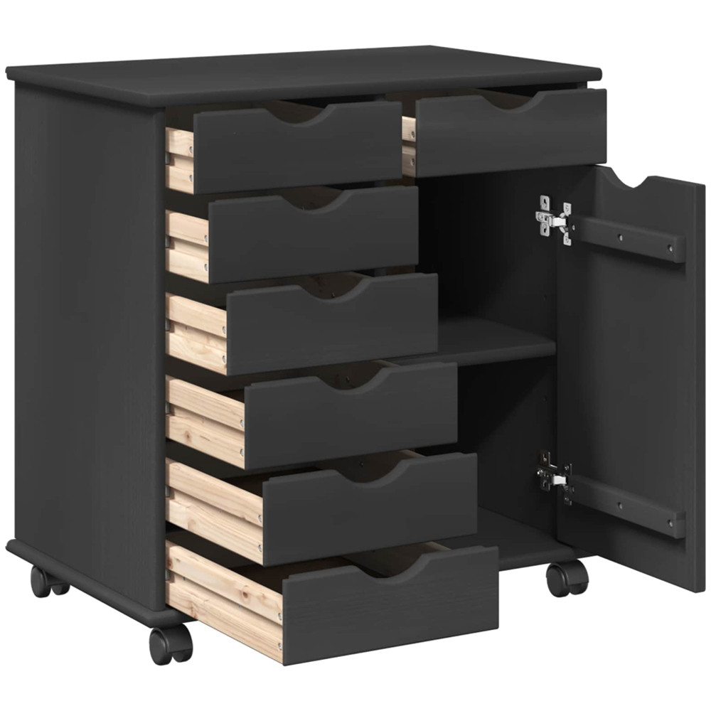 vidaXL Single Door 7 Drawer Grey Rolling Storage Cabinet Image 4