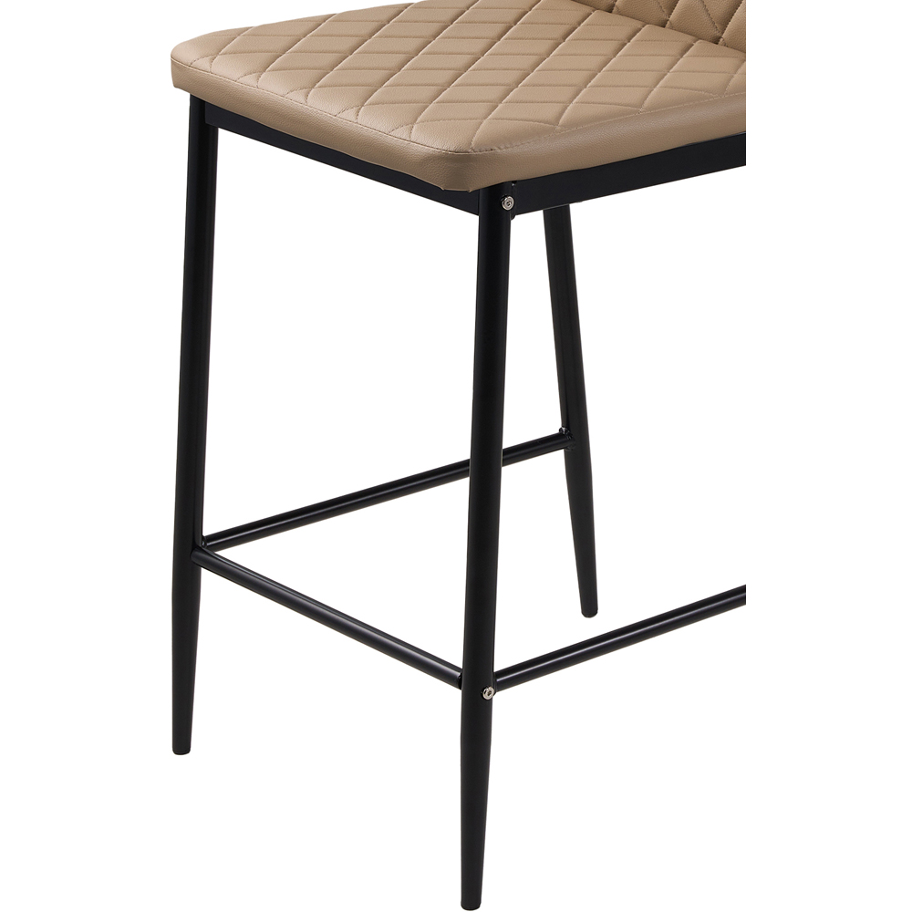 Living and Home Camel PU Leather Diamond Stitched Bar Stool Set of 2 Image 3