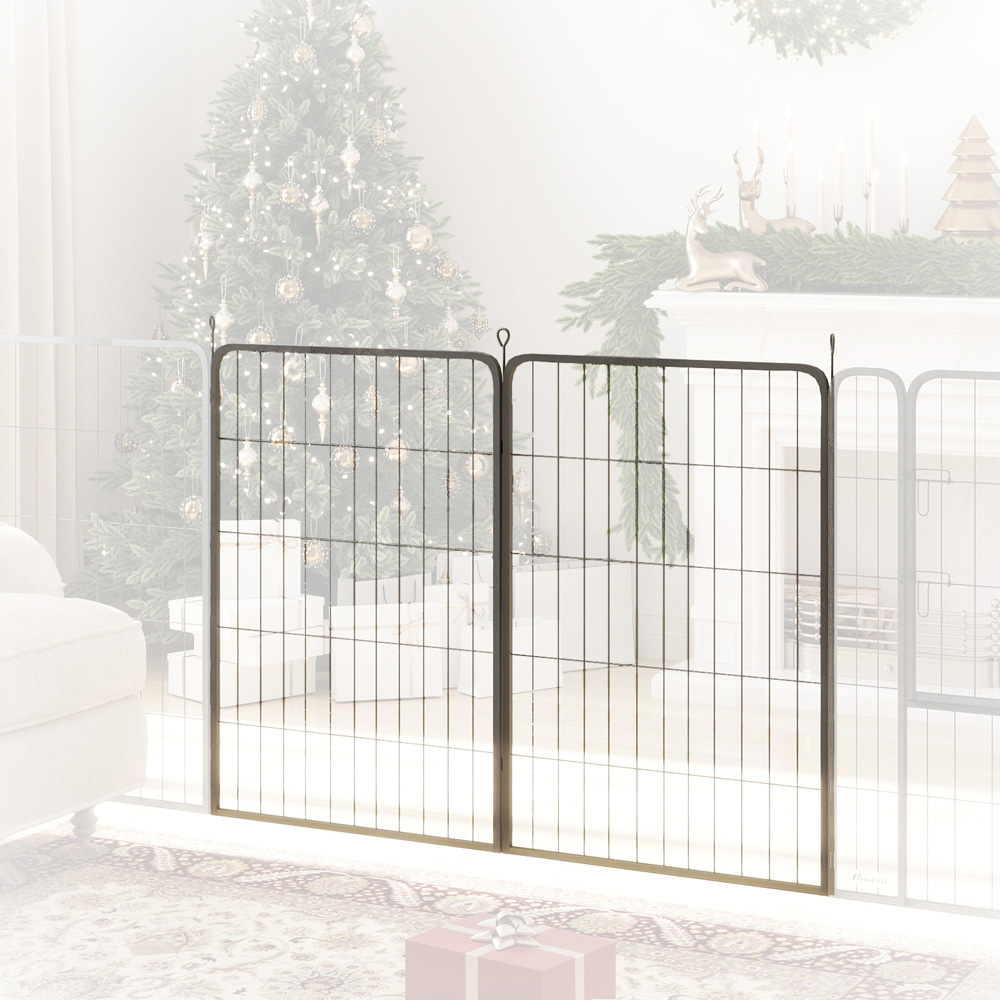 PawHut 2 Piece Large Black Dog Pen with Expansion Pack Image 5