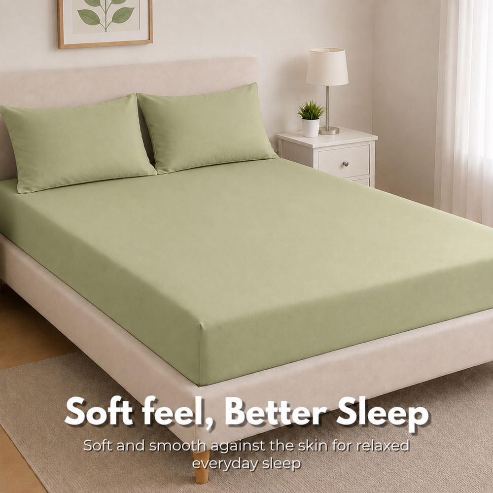 MHG Living Small Double Sage 30cm Deep Pocket Fitted Sheet Image 6