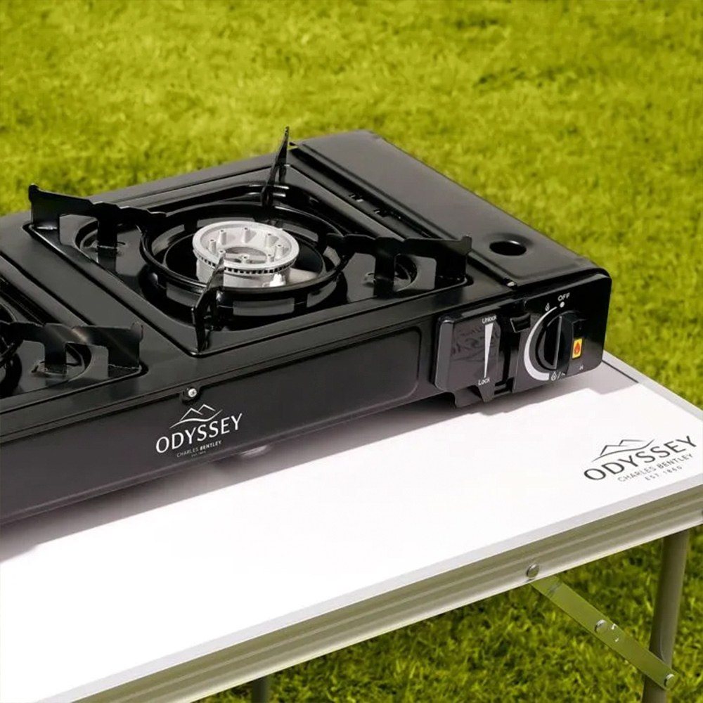 Charles Bentley Odyssey Black Camping Double Gas Stove Image 3