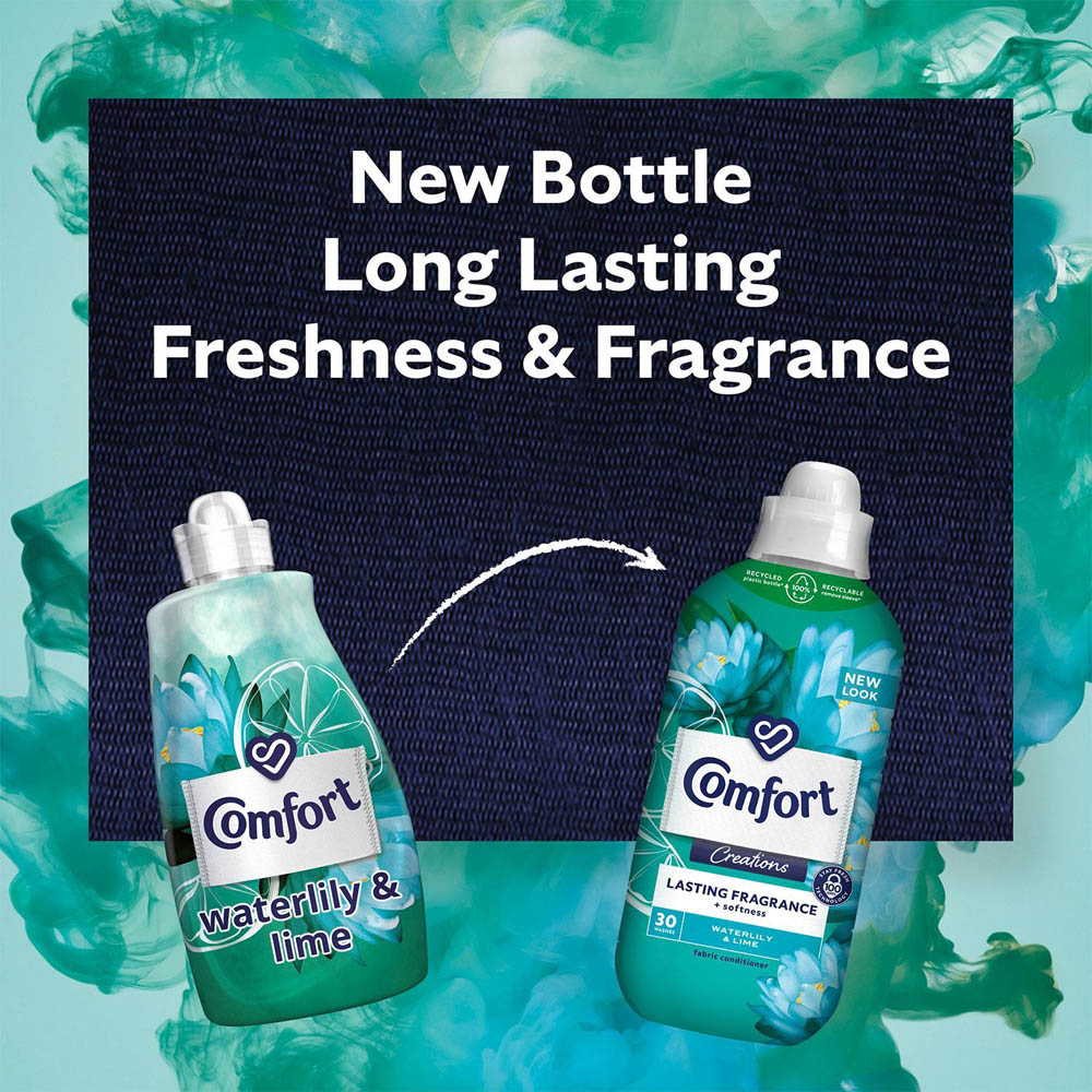 Comfort Creations Waterlily and Lime Lasting Fragrance Fabric Conditioner 30 Washes 900ml 2 Pack Image 5