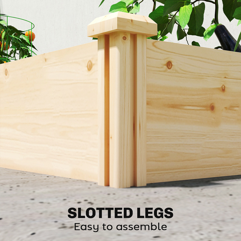 Outsunny Wooden Raised Garden Bed with Divider and Open Bottom 26 x 121 x 235cm Image 4