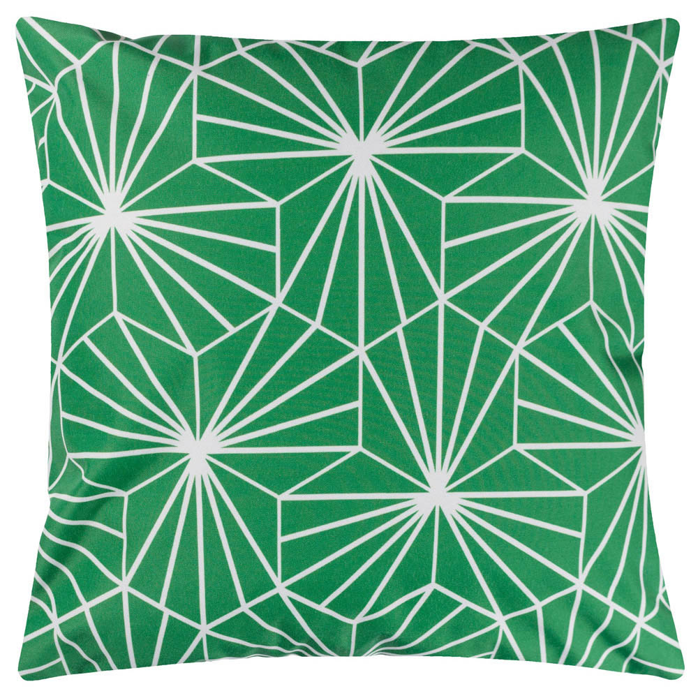 furn. Hexa Green Geometric UV and Water Resistant Outdoor Cushion Image 1