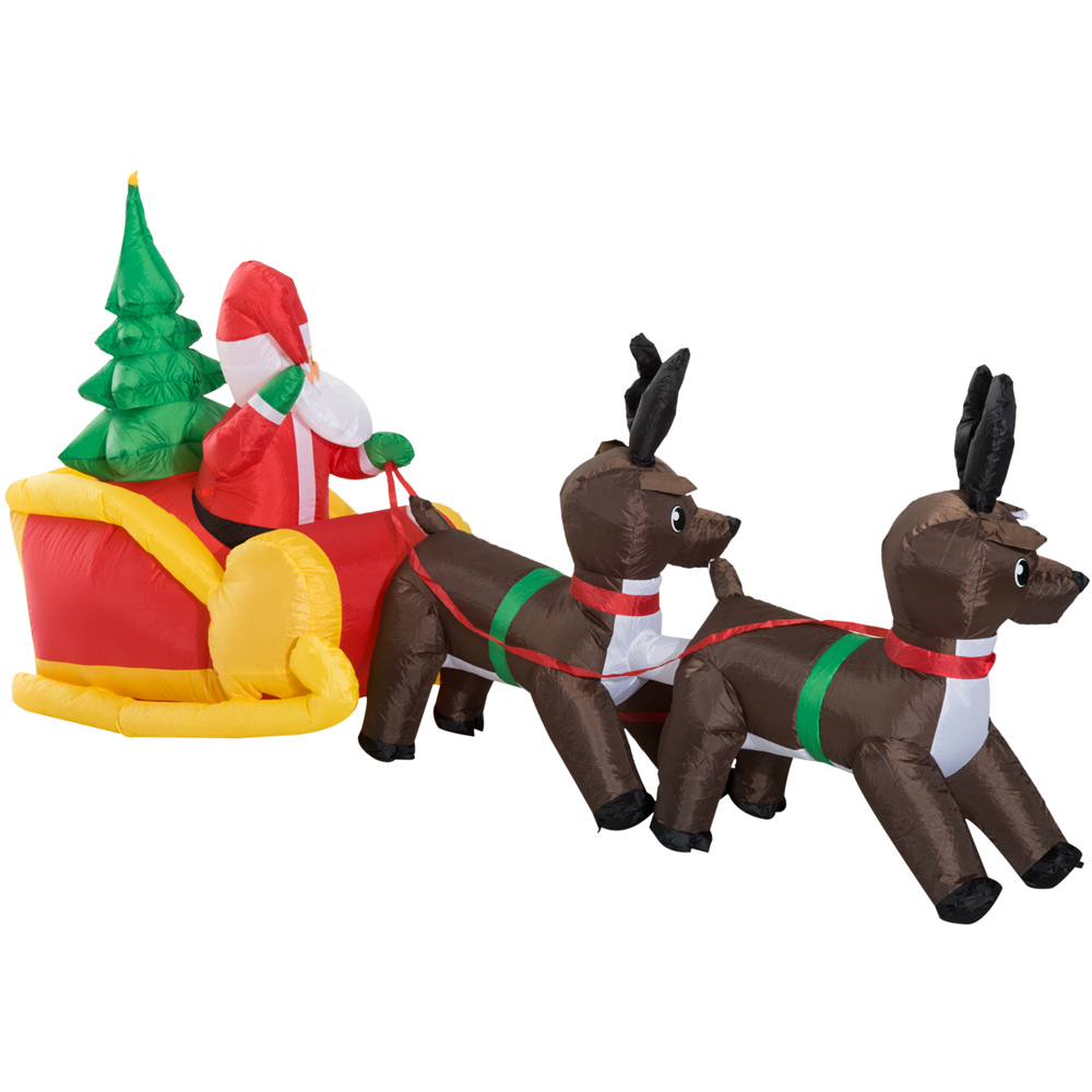 Everglow Inflatable Santa on Sleigh with Reindeer Christmas Decoration ...