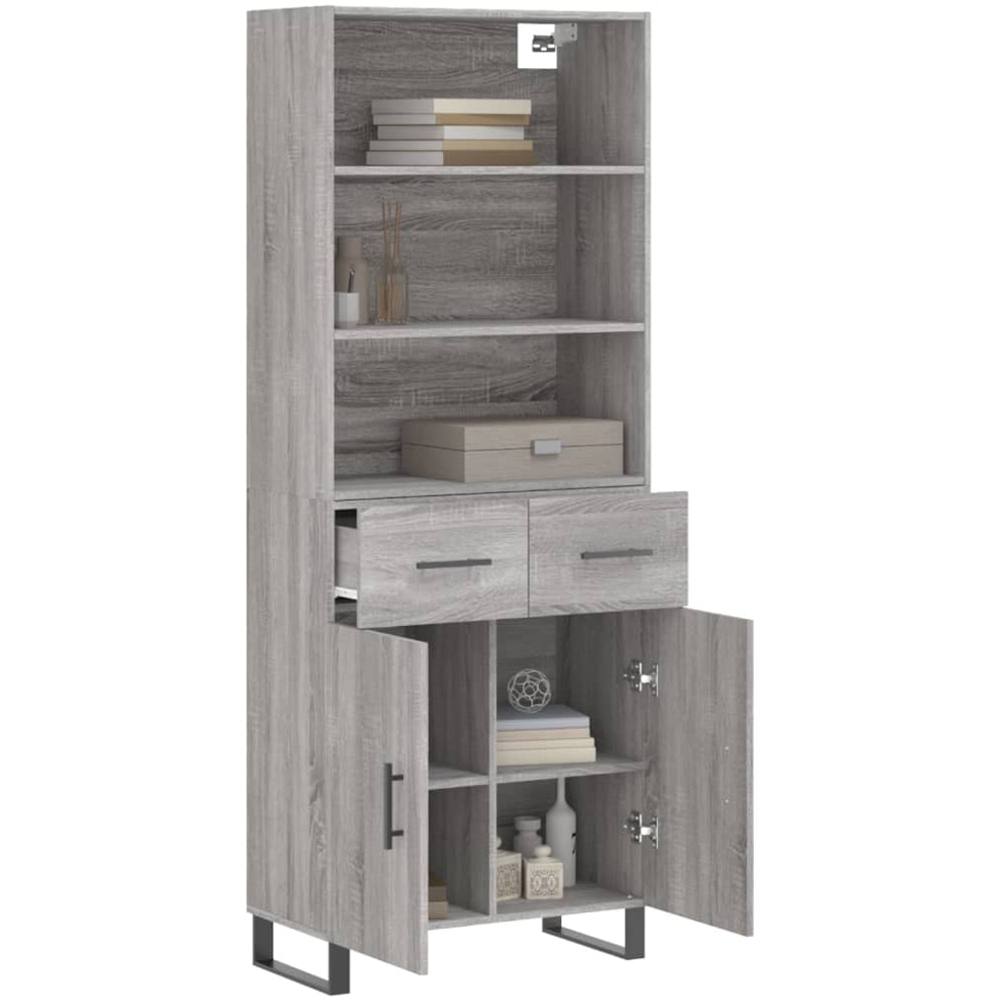 vidaXL 2 Door 2 Drawer 3 Shelf Grey Sonoma Highboard Image 3