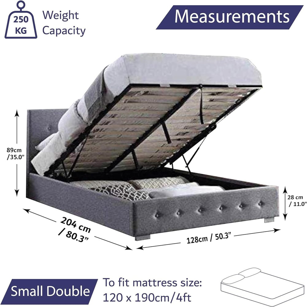 Home Treats Small Double Grey Ottoman Storage Bed with Mattress Image 9