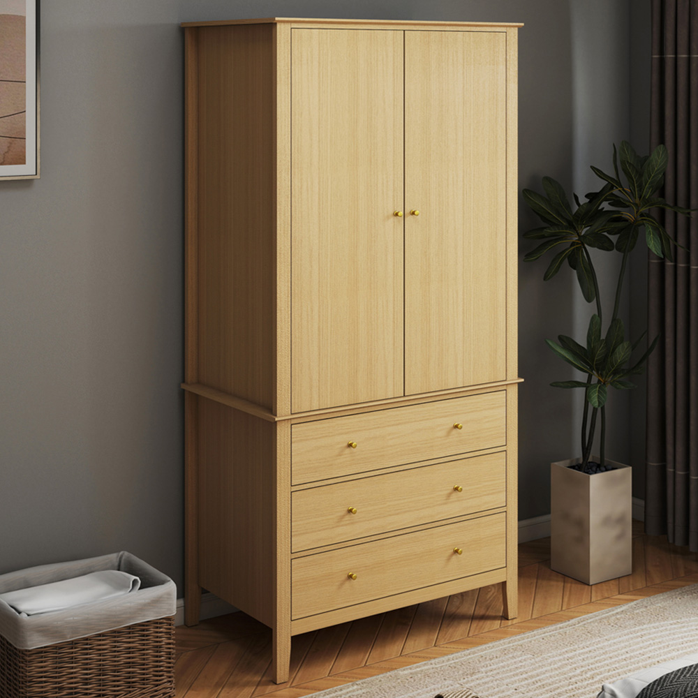 Core Products Henley 2 Door 3 Drawer Oak Effect Wardrobe Image 1
