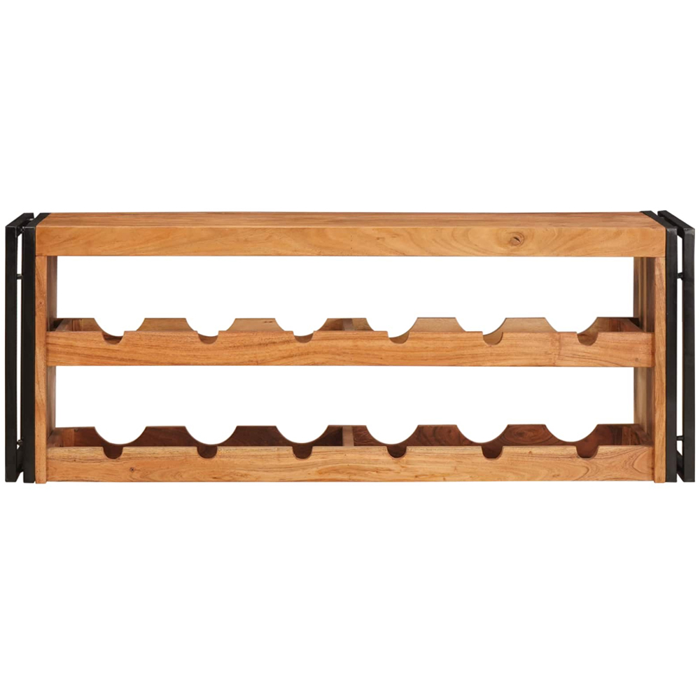 vidaXL 12 Bottle Brown Solid Acacia Wood Wall Mounted Wine Rack Image 2