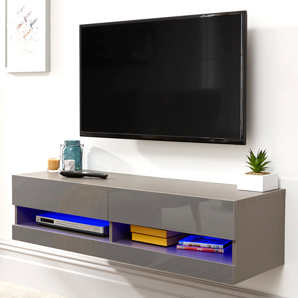 GFW Galicia Grey Small Wall TV Unit with LED Image 1
