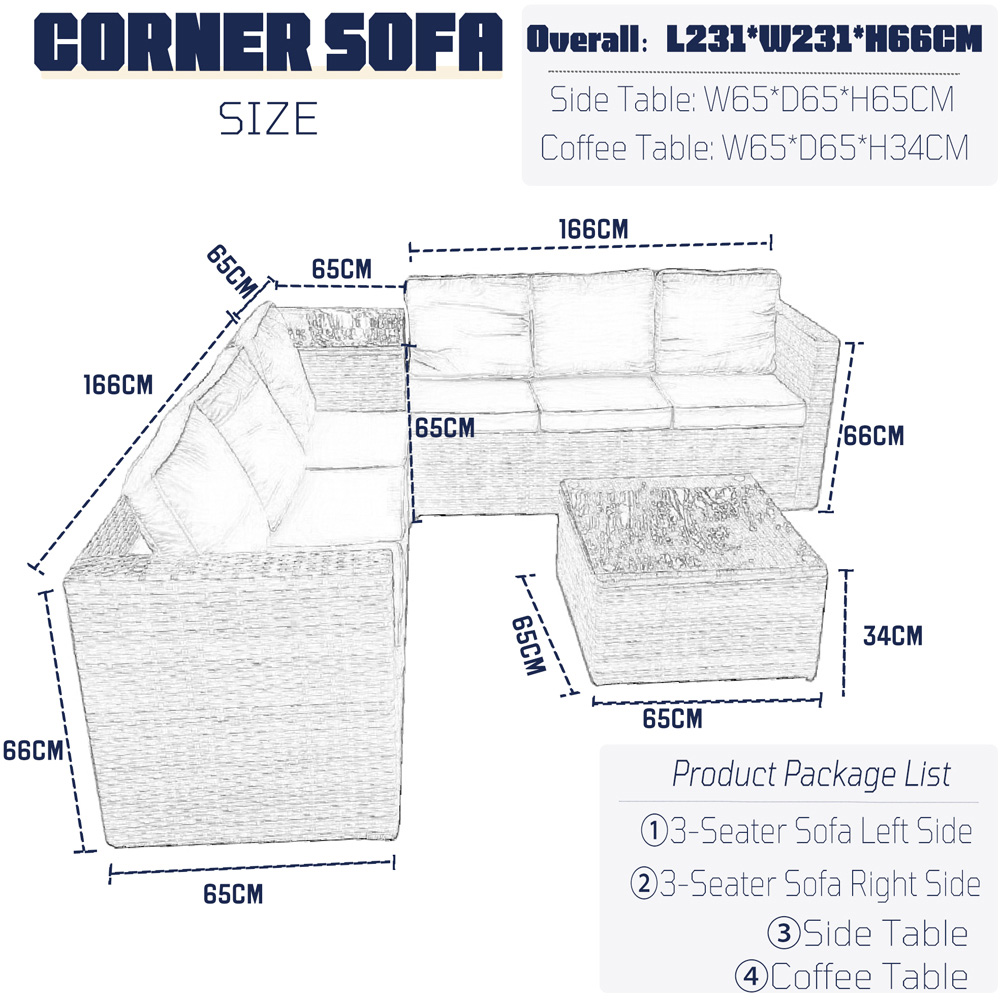 Furniture One 6 Seater Rattan Garden Lounge Set with Side Table Image 7