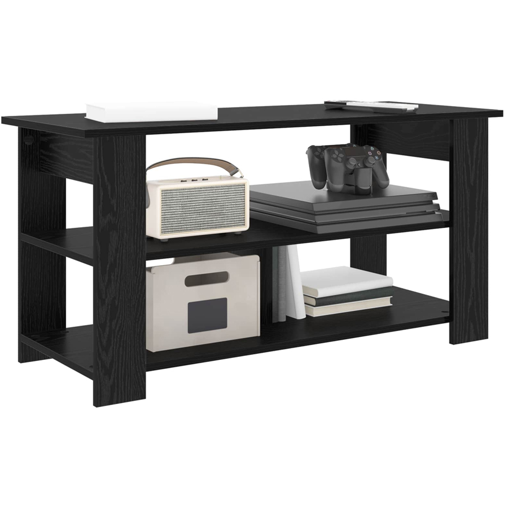 vidaXL 3 Shelf Black Oak TV Stand Image 3