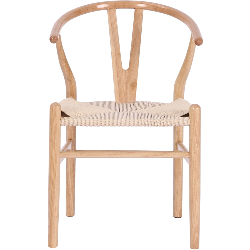 Furniture One Set of 2 Oak Rattan Ash Solid Wood Y-Shaped Dining Chair Image 3