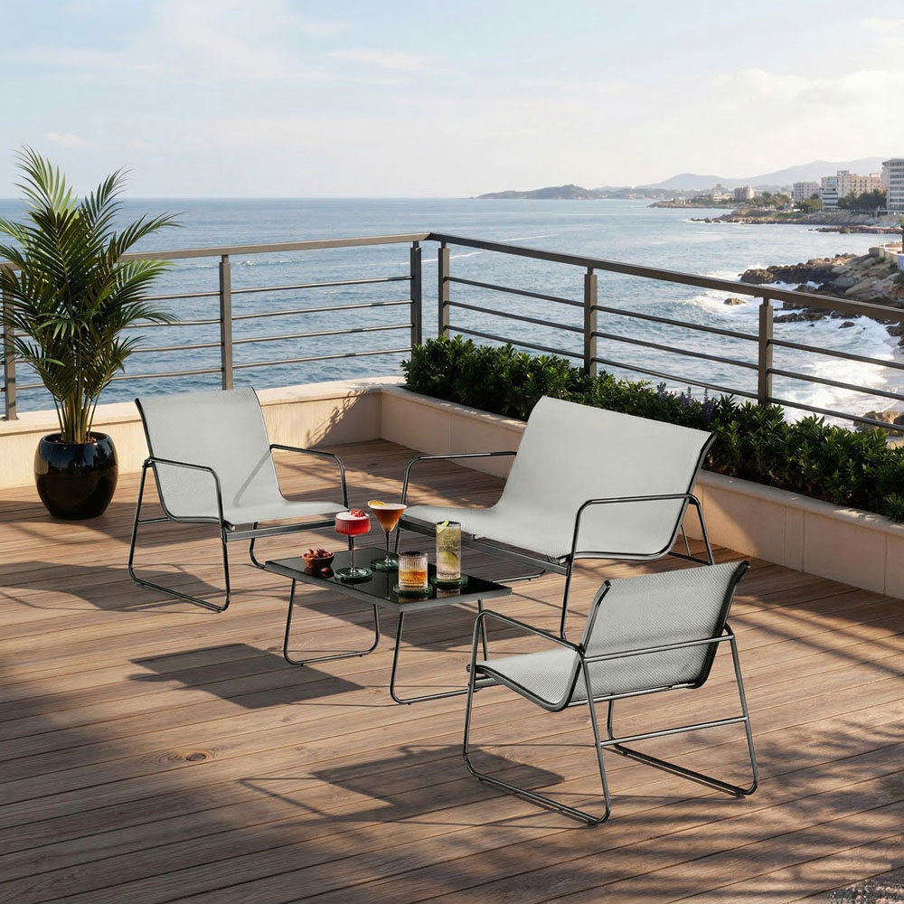 Rattrix 4 Seater Grey Rattan Garden Conversation Set Image 5