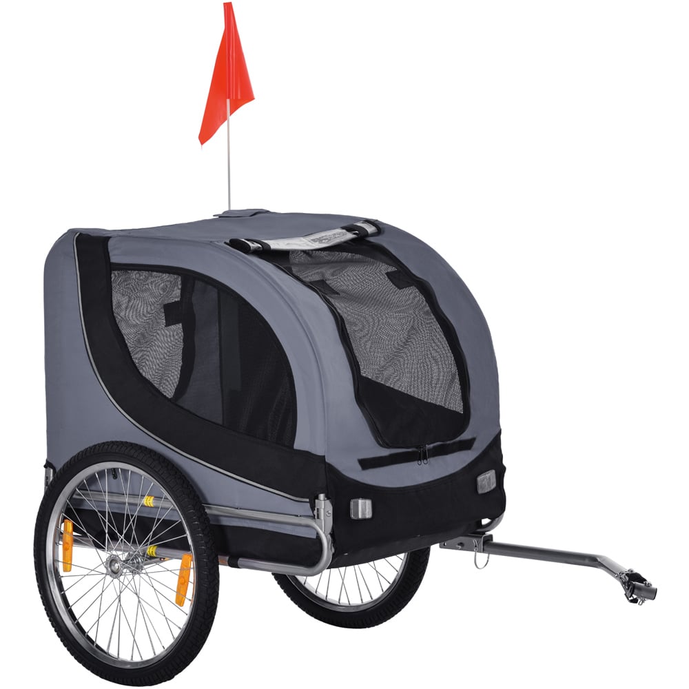PawHut Pet Bike Trailer Grey Image 1